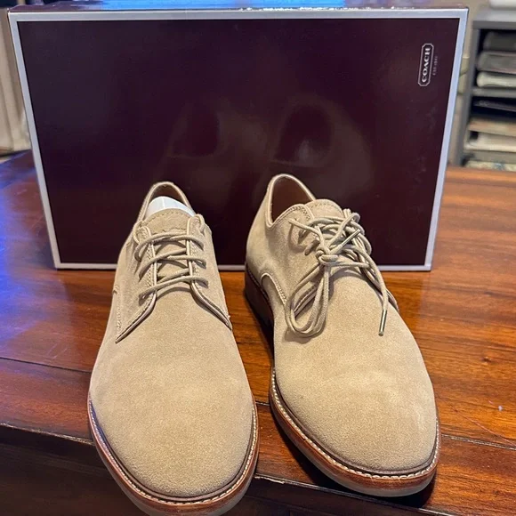 Coach Men's Taupe Suede Oxfords - Picture 2 of 13